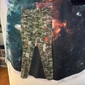 K Jordan Camouflage Floral Embroidered Jeans